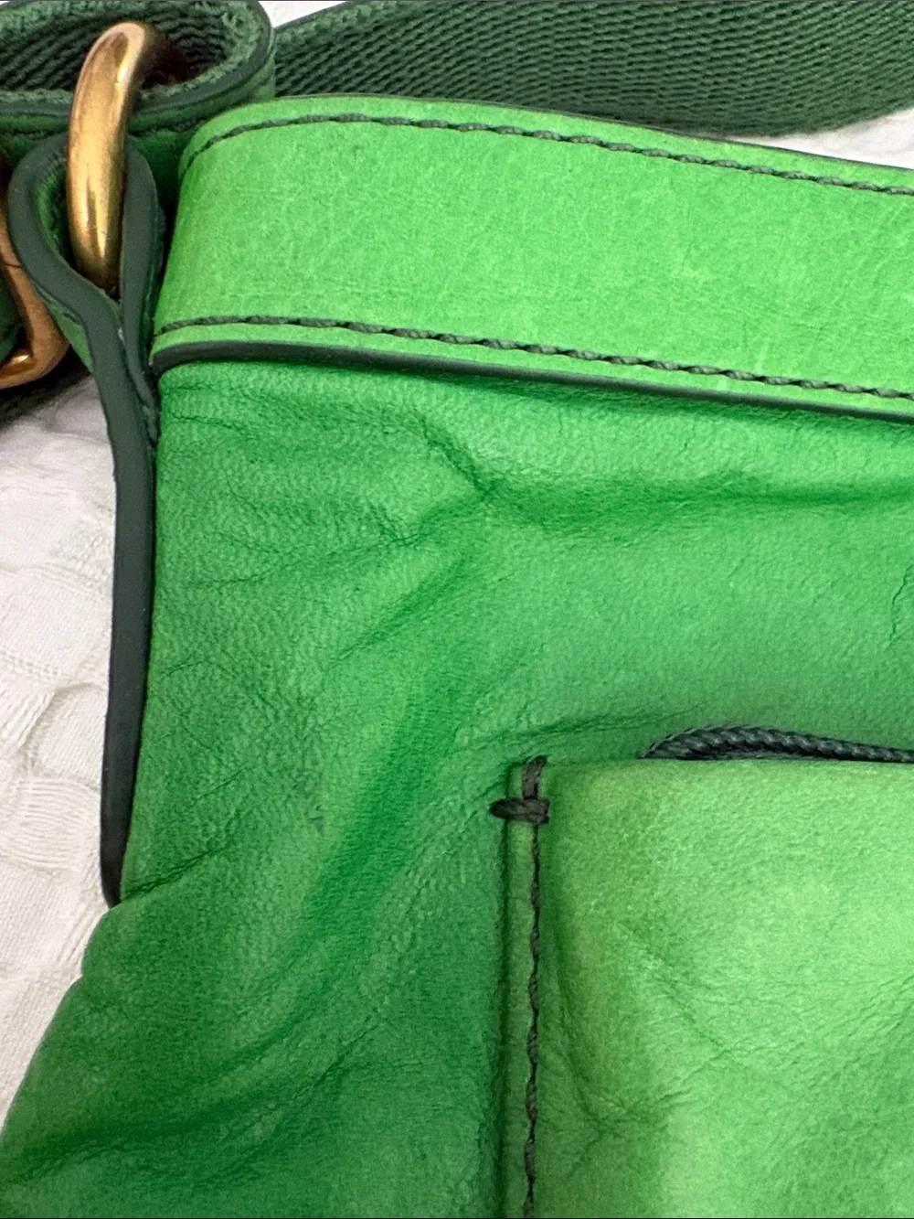 Fossil Green Leather Crossbody Bag